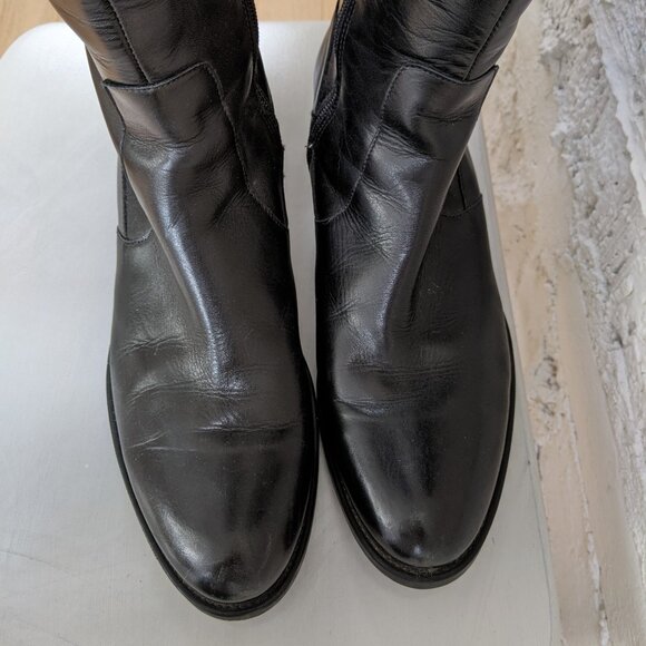BLACK LEATHER RIDING BOOTS, BROWNS SIZE 9 - Picture 4 of 6
